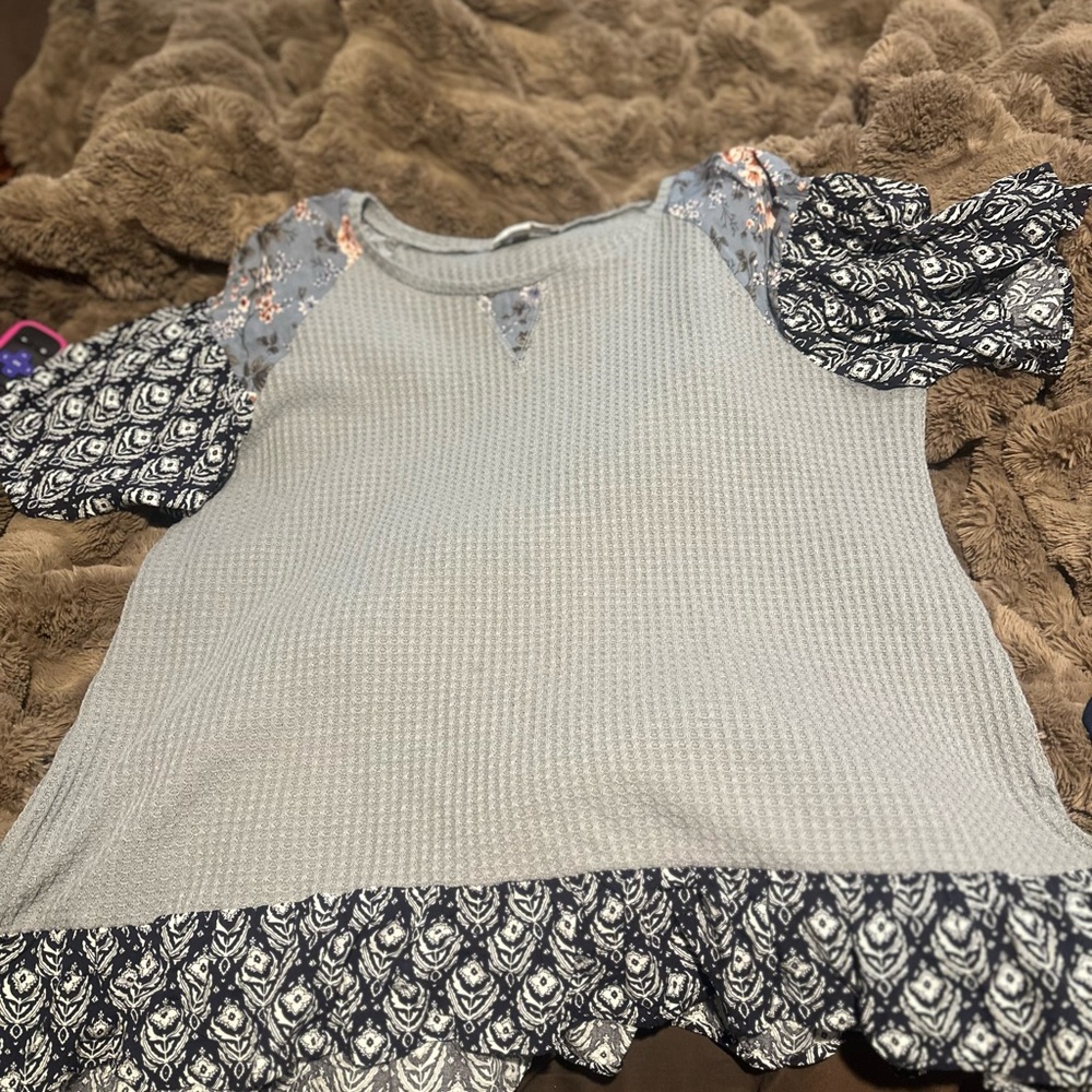 Weekday -Blue and Black Patterned Top